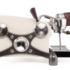 Slayer Espresso 1 Group, Body Powder Coated White, X-Legs Powder Coated Charcoal, Accents in Peruvian Walnut